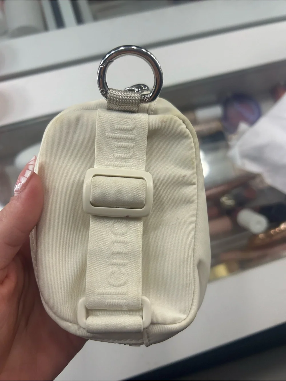 lululemon athletica Cream Zip Key Pouch with Clip